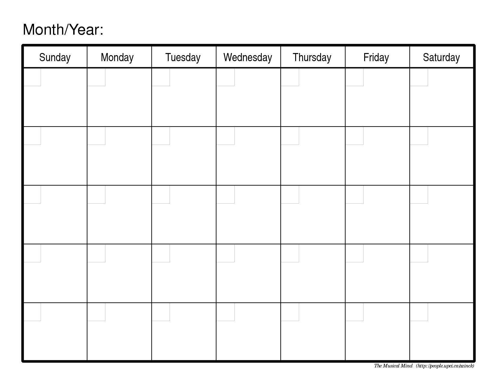 1 month calendar template | printable blank calendar, free