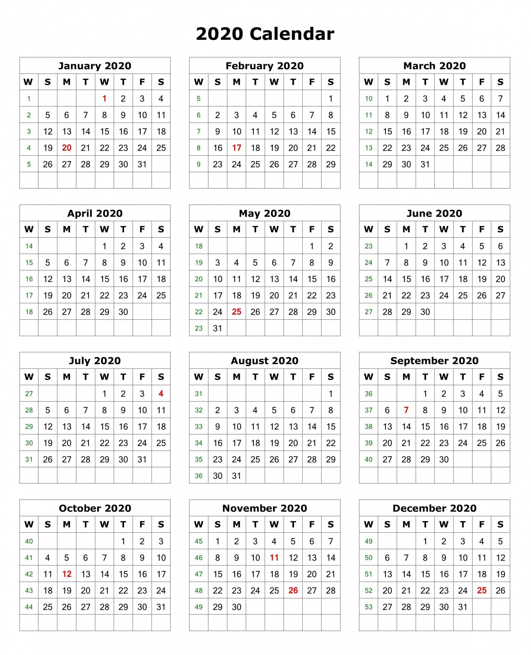 1 page monthly calendar 2020 | monthly calendar blank 2020