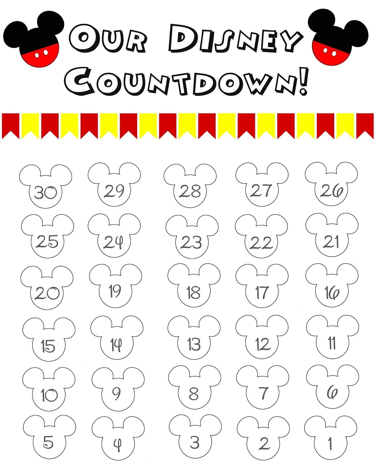 10 Fun Printable Disney Countdown Calendars | Kittybabylove