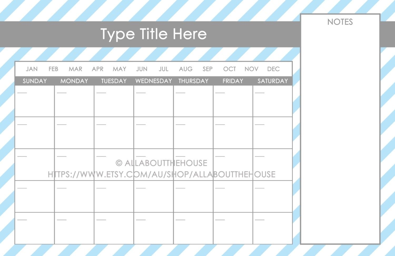 11×17 Calendar Template Word