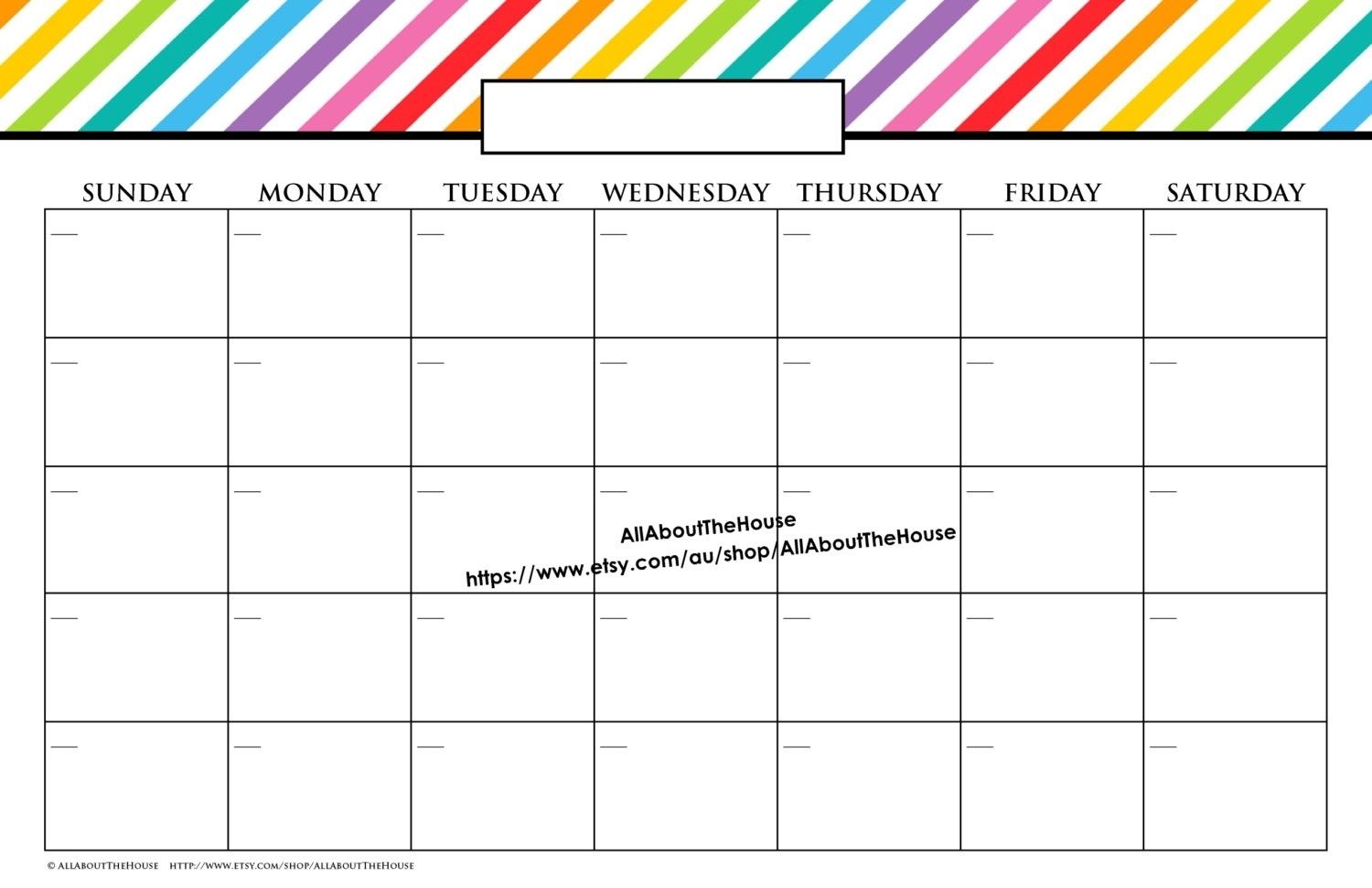 11X17 Calendar Templates - Example Calendar Printable