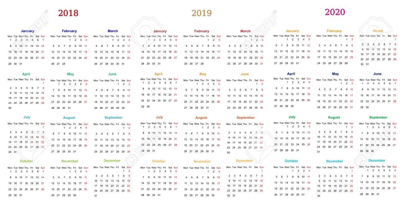 12 Months Calendar Design 2018 2019 2020 Printable And Editable