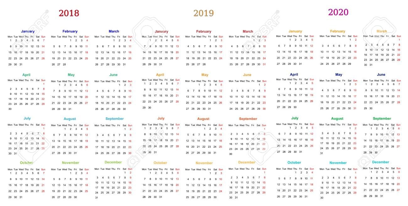 12 months calendar design 2018 2019 2020 printable and editable