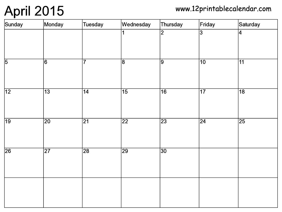 13 printable 2015 monthly calendar template images free