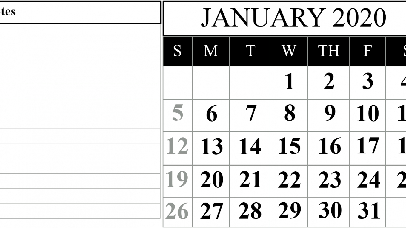 15 free blank january 2020 fillable calendar template to