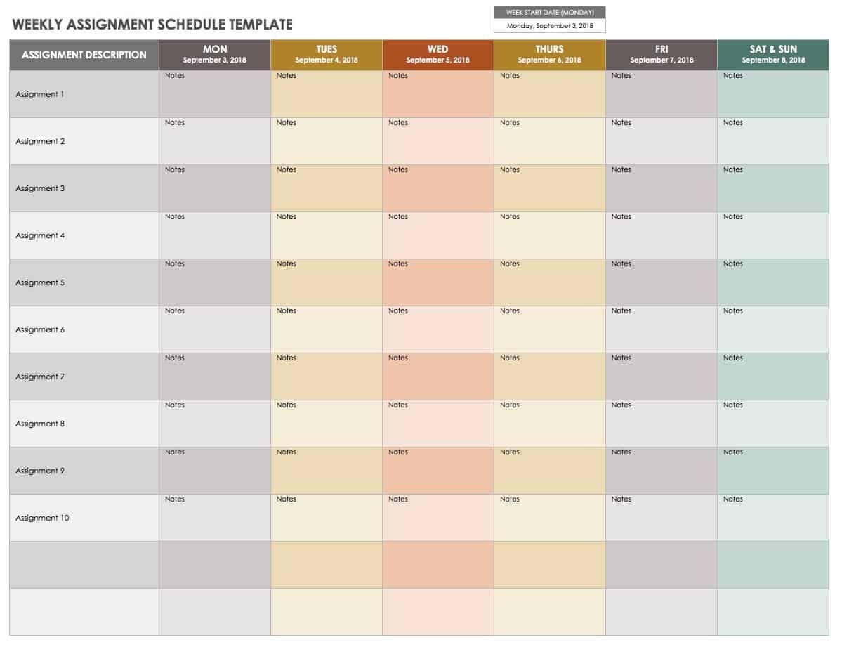 15 Free Weekly Calendar Templates | Smartsheet