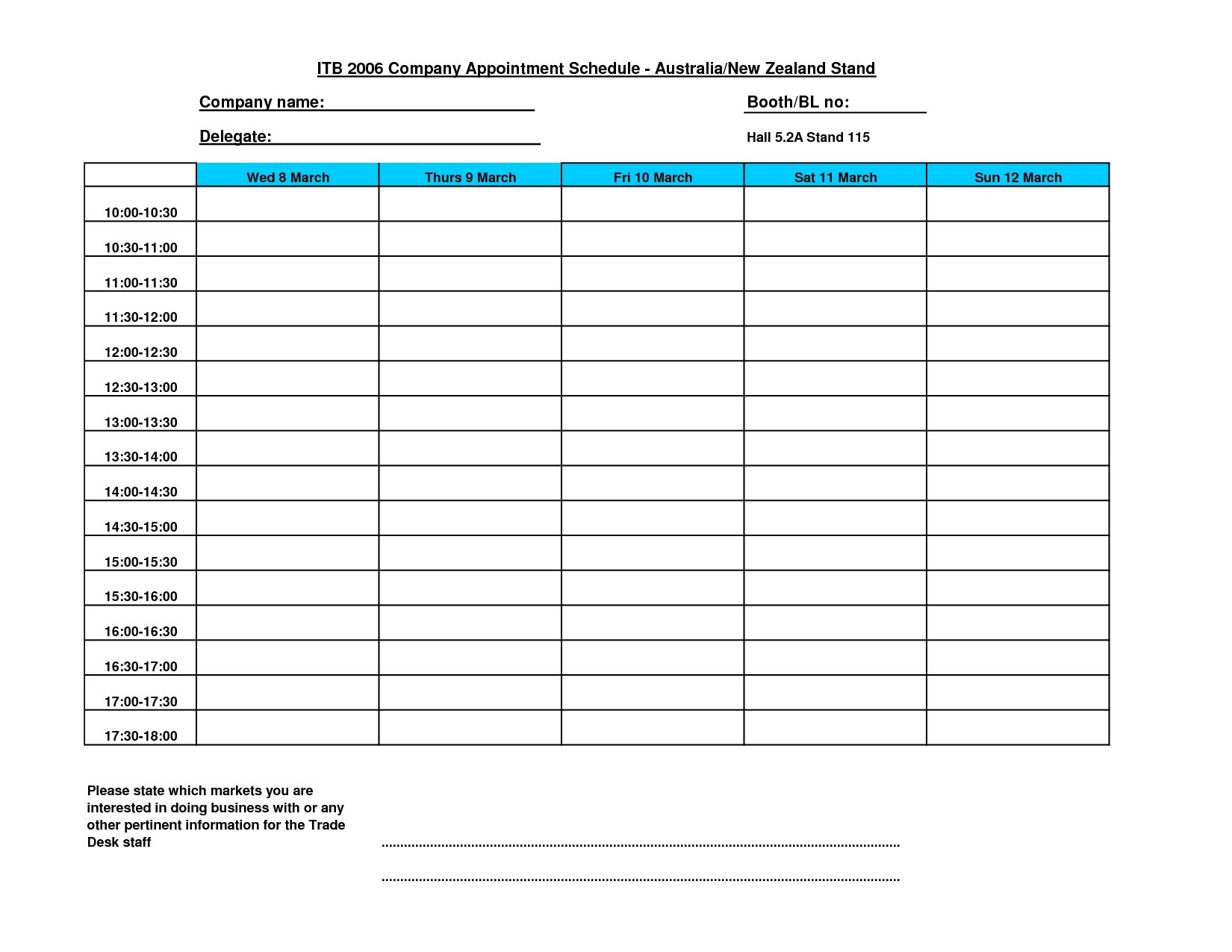 15 Minute Time Slot Template Cacw Nodband Ru