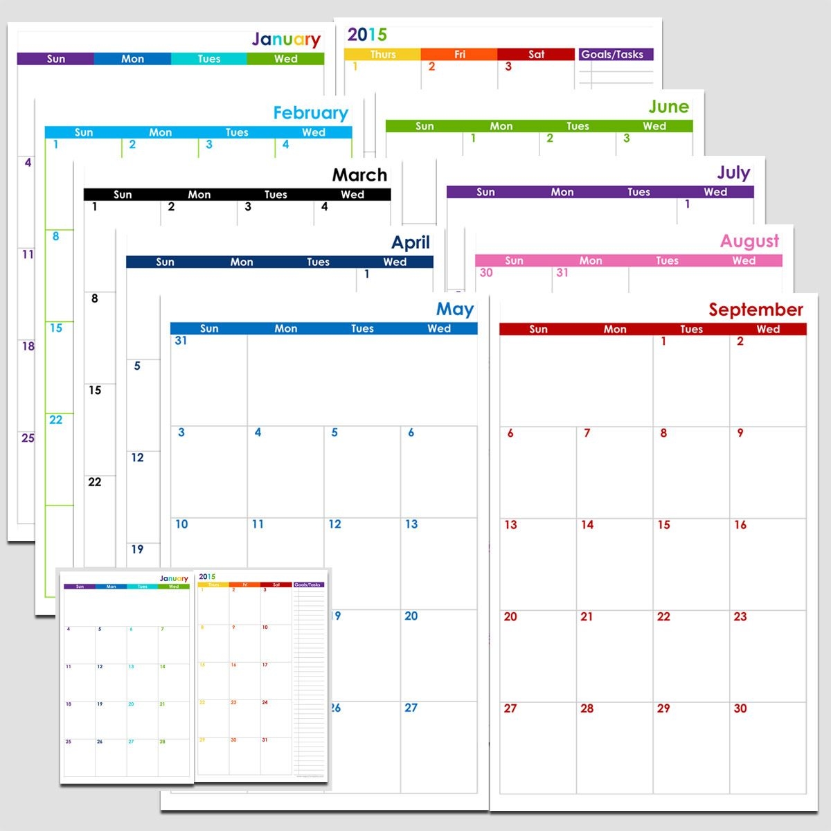 2015 12 month 2 page calendar half size | legacy templates