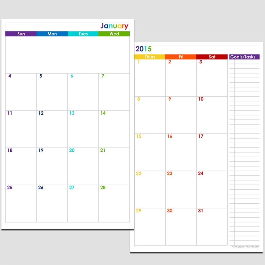 2015 12 month 2 page calendar half size | legacy templates