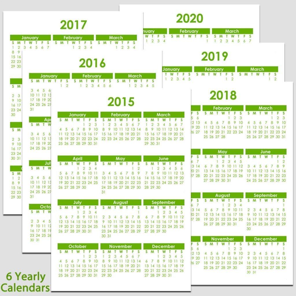 2015 & 2020 Yearly Calendar 5 1/2" X 8 1/2" | Legacy Templates