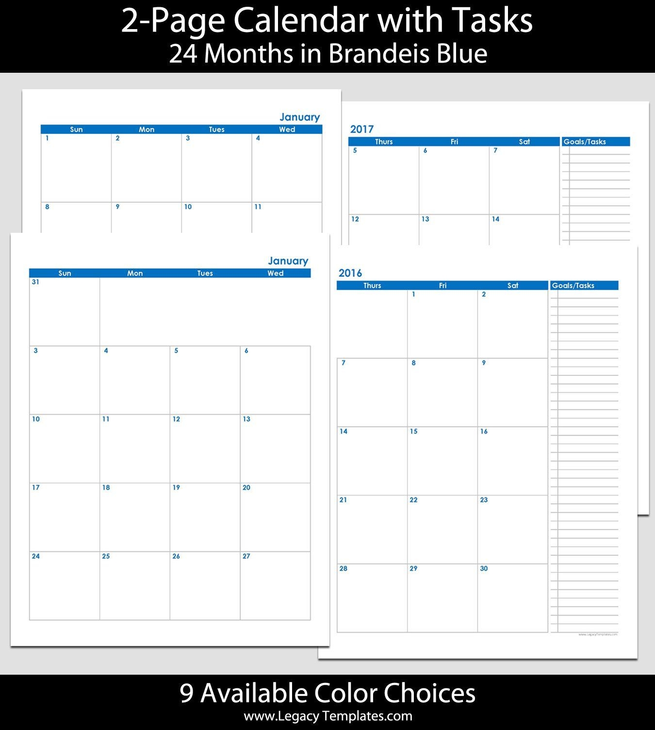 2016 & 2017 24 Month 2 Page Calendar – 8 1/2″ X 11