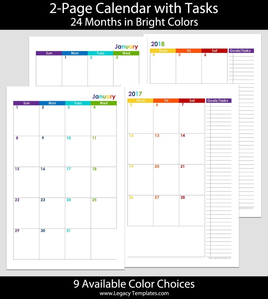 2017 & 2018 24 Months 2 Page Calendar – 5 5 X 8 5 | Legacy