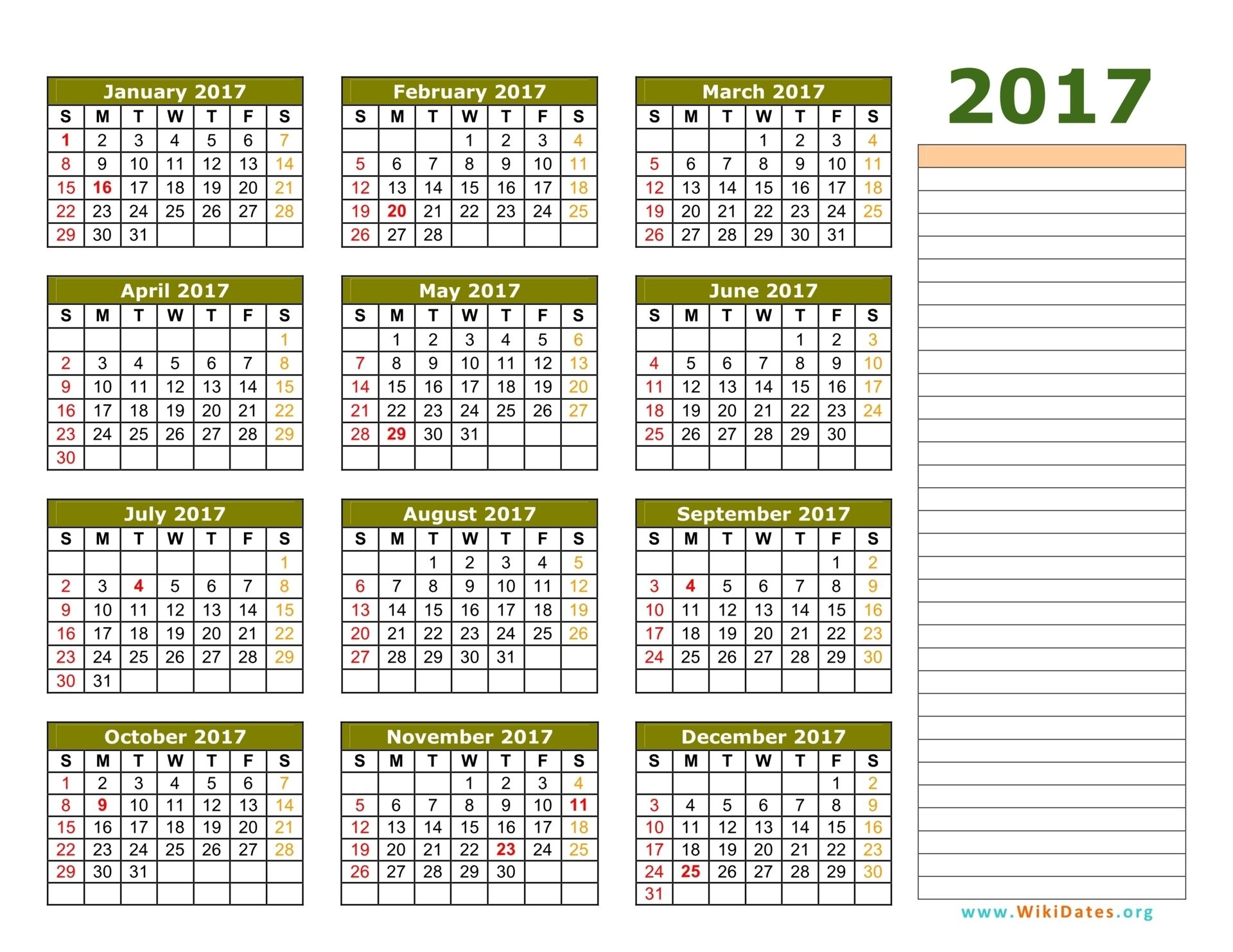 2017 calendar | wikidates