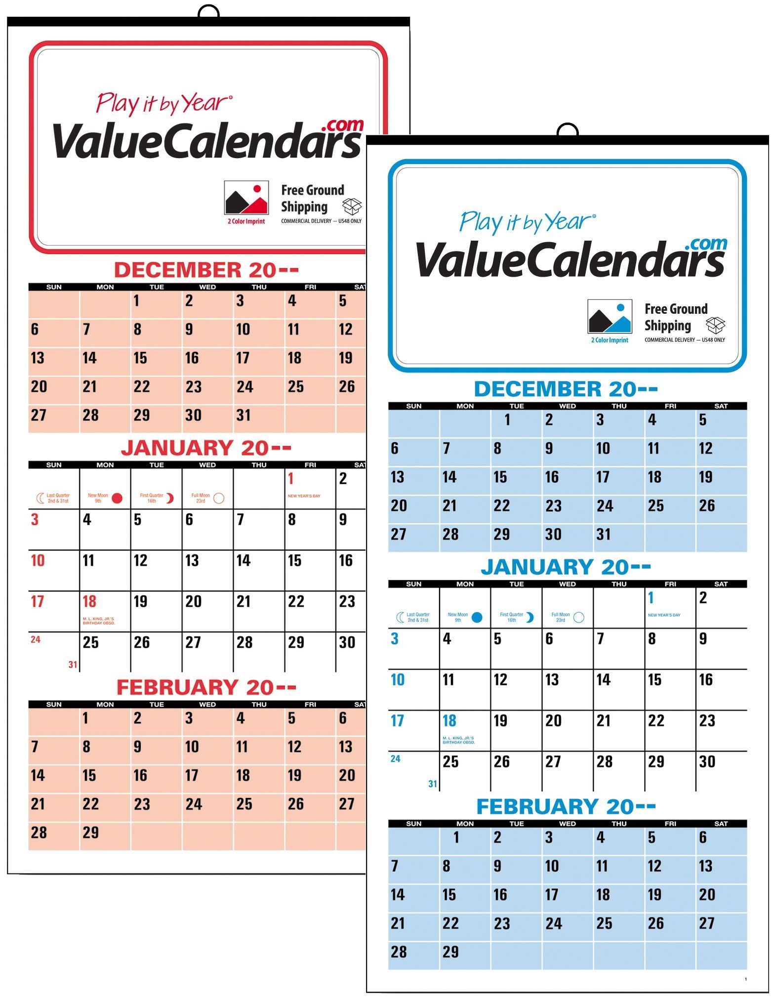 2017 Compact 3 Months At A Glance Calendar | 9" X 20
