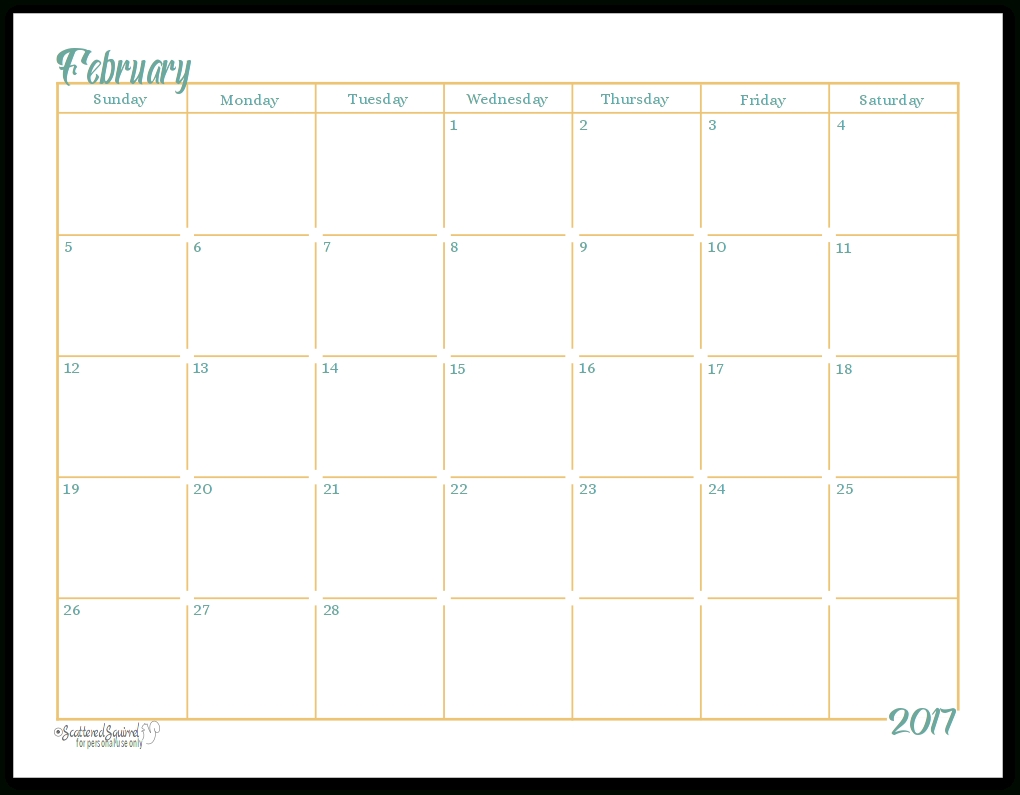 2017 full size monthly calendar printables are here!!!!!