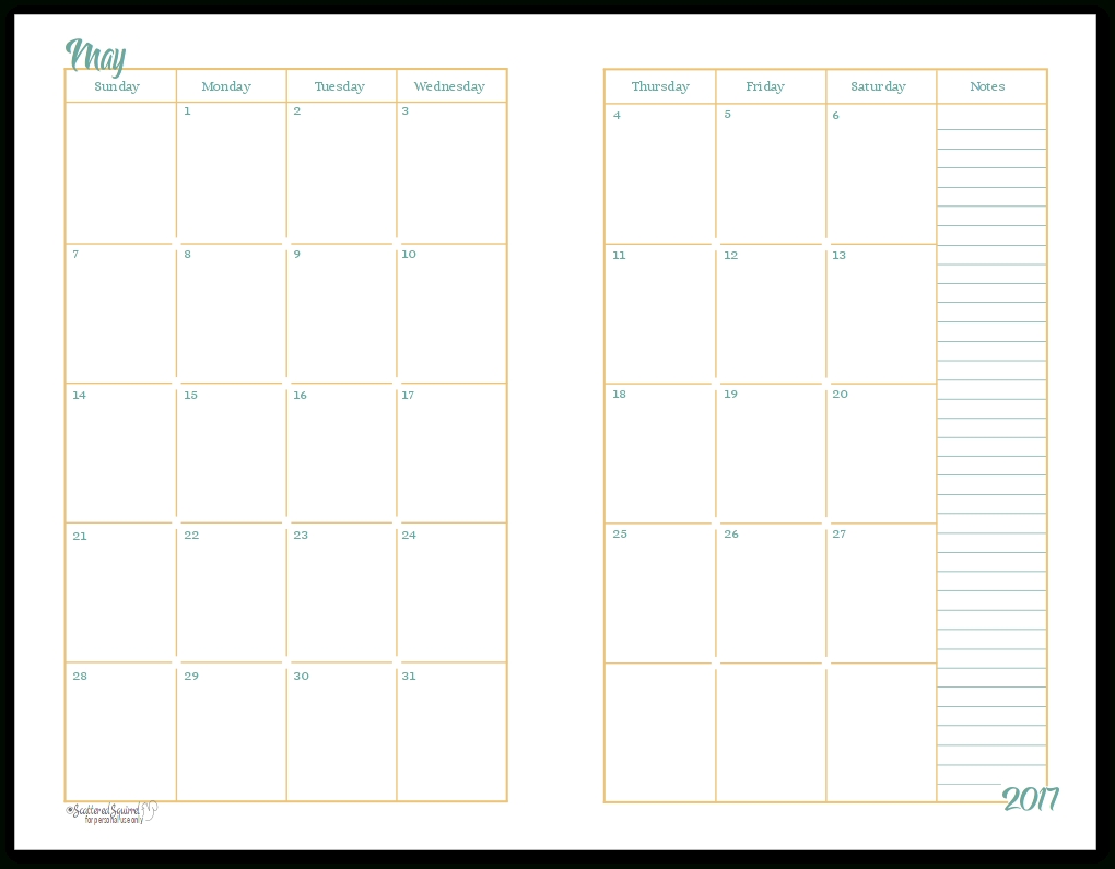 2017 half size monthly calendar printables | monthly
