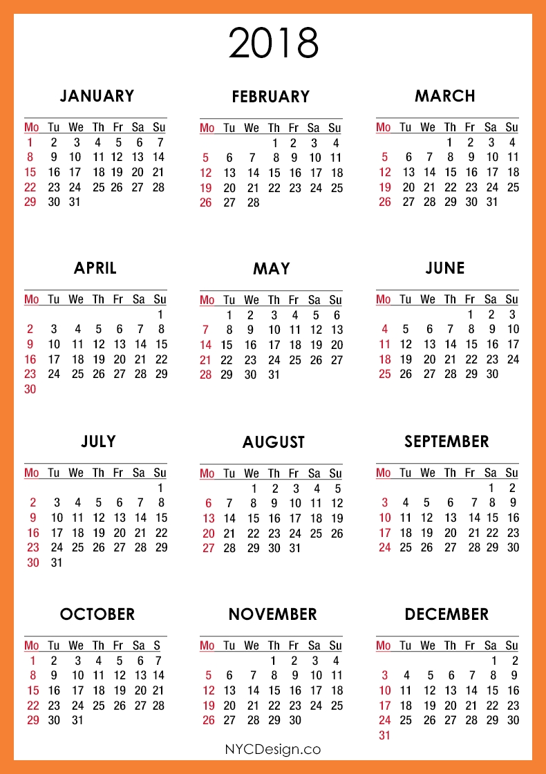 2018 printable monthly calendar | calendar printables