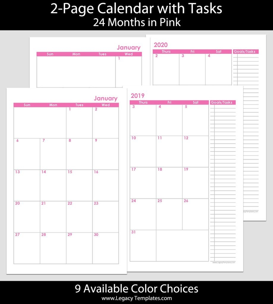 2019 &amp; 2020 24 months 2 page calendar – 5 5 x 8 5 | legacy