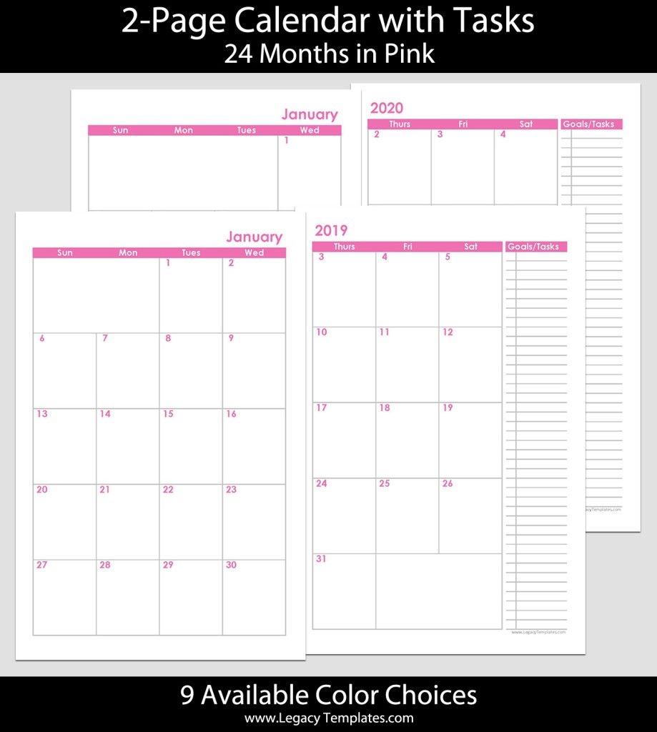 2019 & 2020 24 Months 2 Page Calendar – 5 5 X 8 5 | Legacy