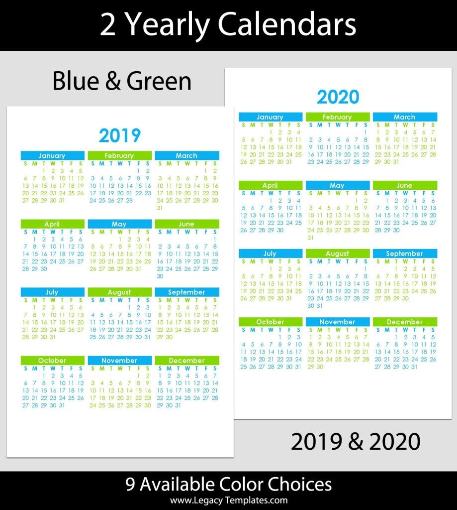 2019 & 2020 Yearly Calendar – 5 5 X 8 5 | Legacy Templates