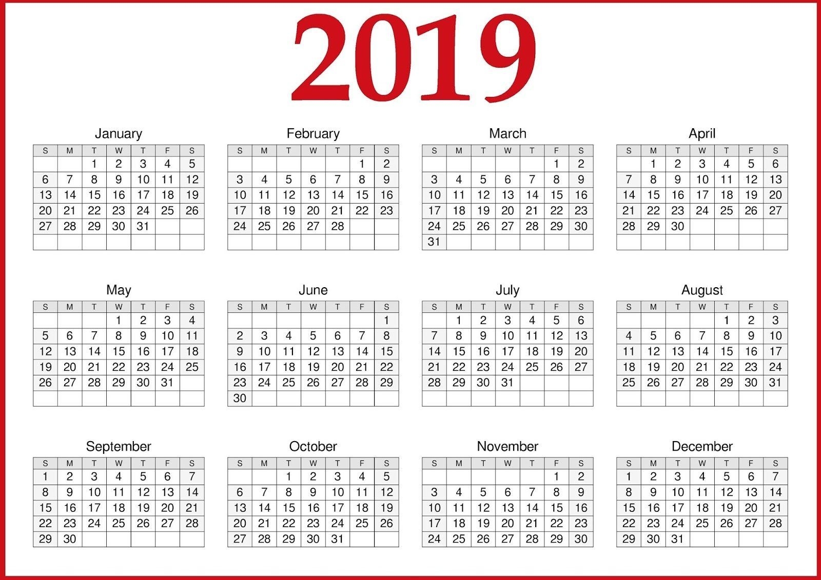 2019 calendar printable canada | calendar printables, yearly