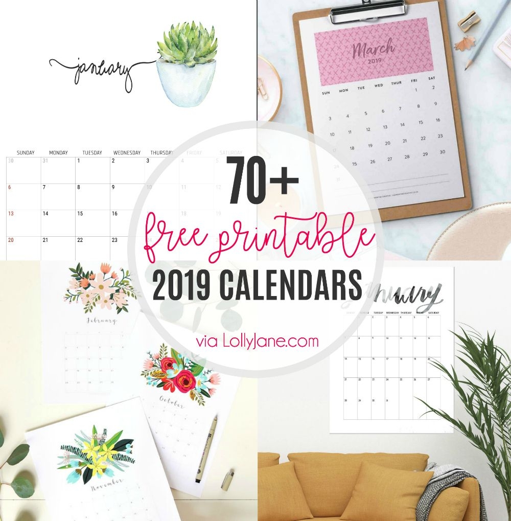 2019 free printable calendars lolly jane