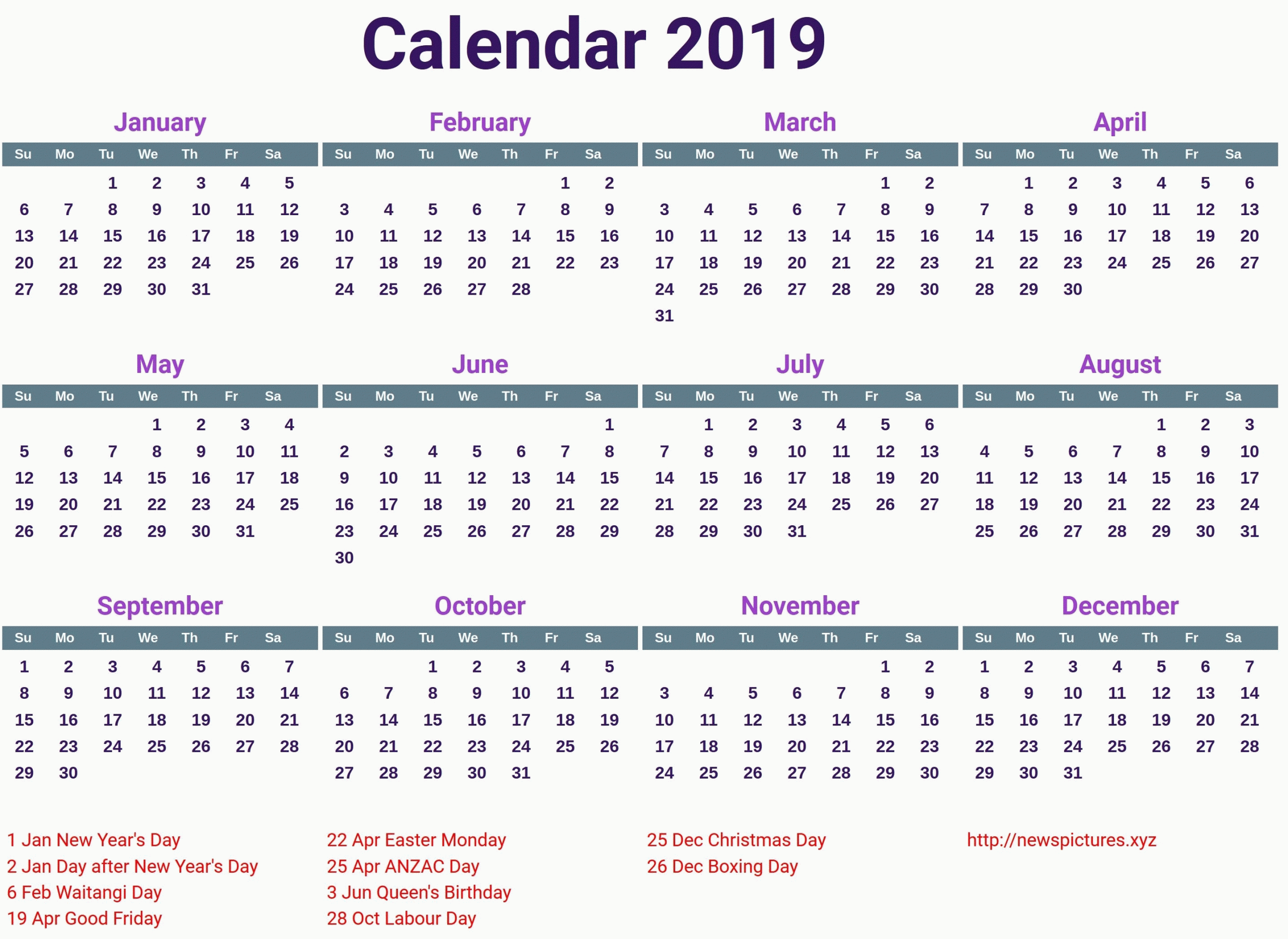 2019 holiday calendar canada #calendar2019