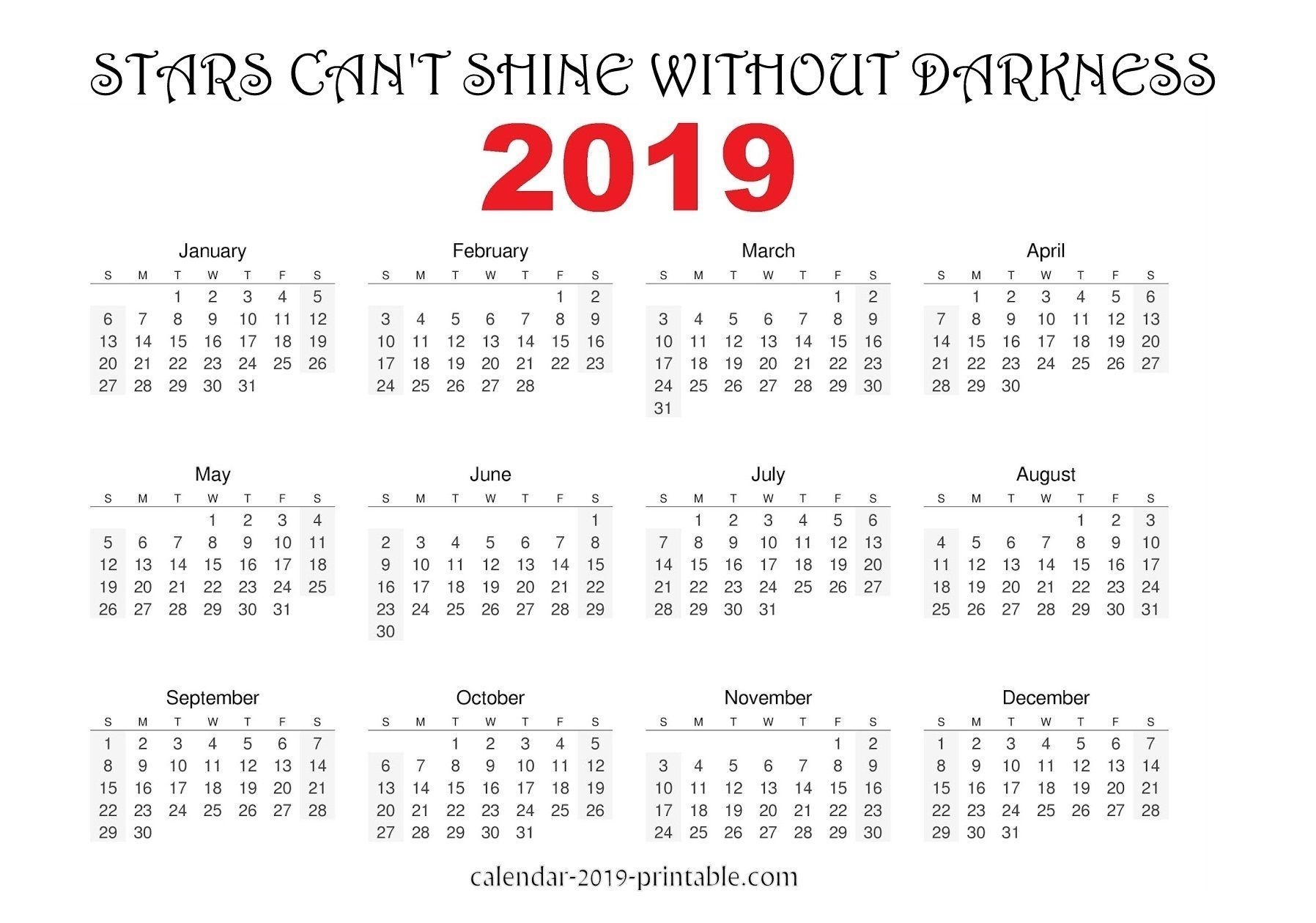 2019 Inspirational Quotes Monthly Calendar | Inspirational