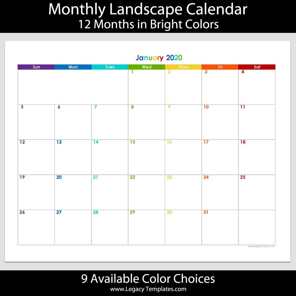 2020 12 month landscape calendar 8 1/2&quot; x 11&quot; | legacy