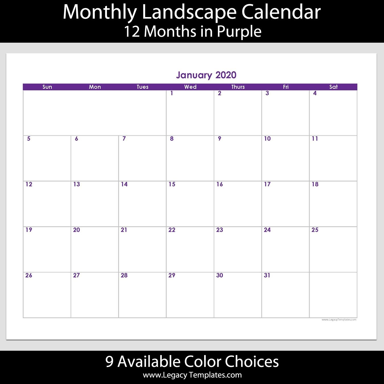 2020 12 Month Landscape Calendar 8 1/2" X 11" | Legacy