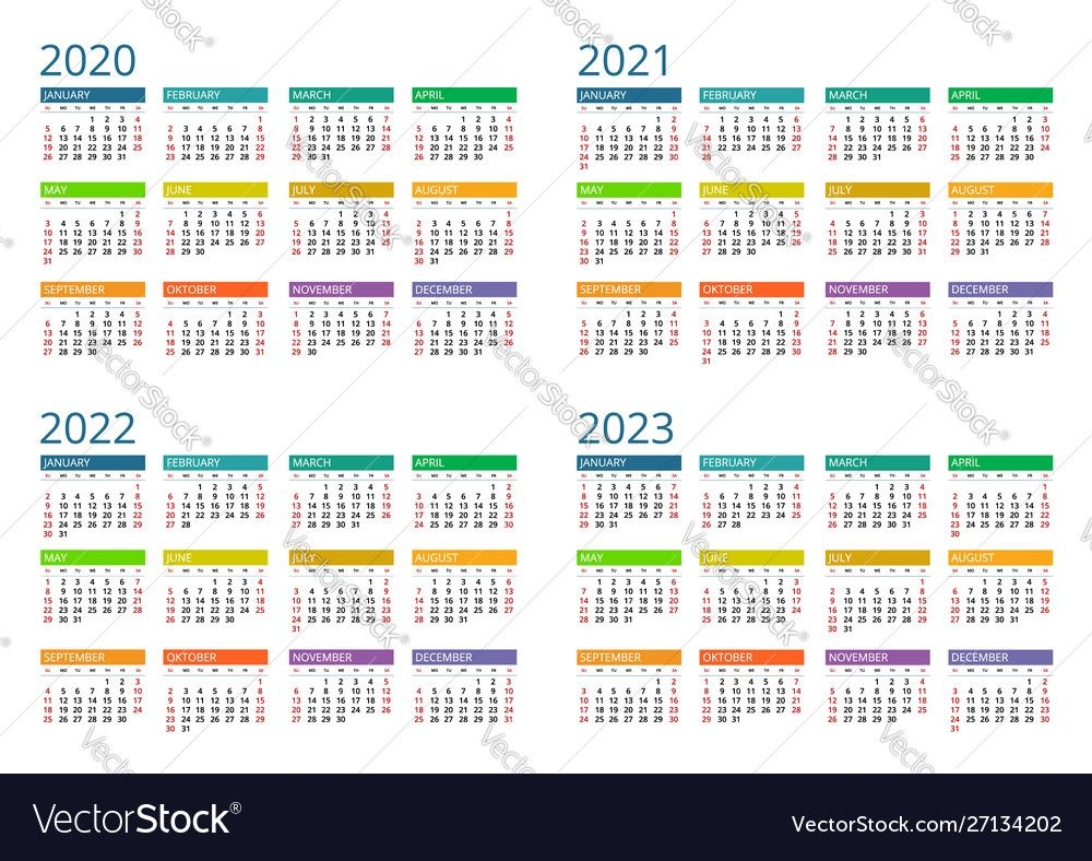 2020 2021 2022 2023 Calendar Print Template