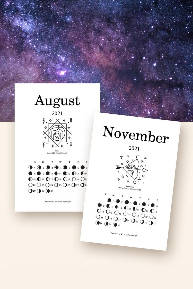 2020 2021 Printable Moon Calendar Moon Phase Calendar For
