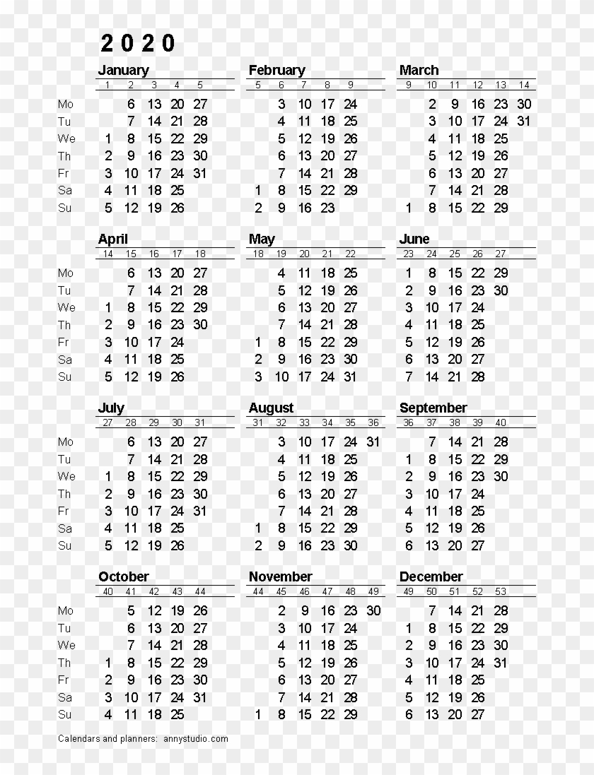 2020 Calendar Png Download Image 2020 Calendar With Week