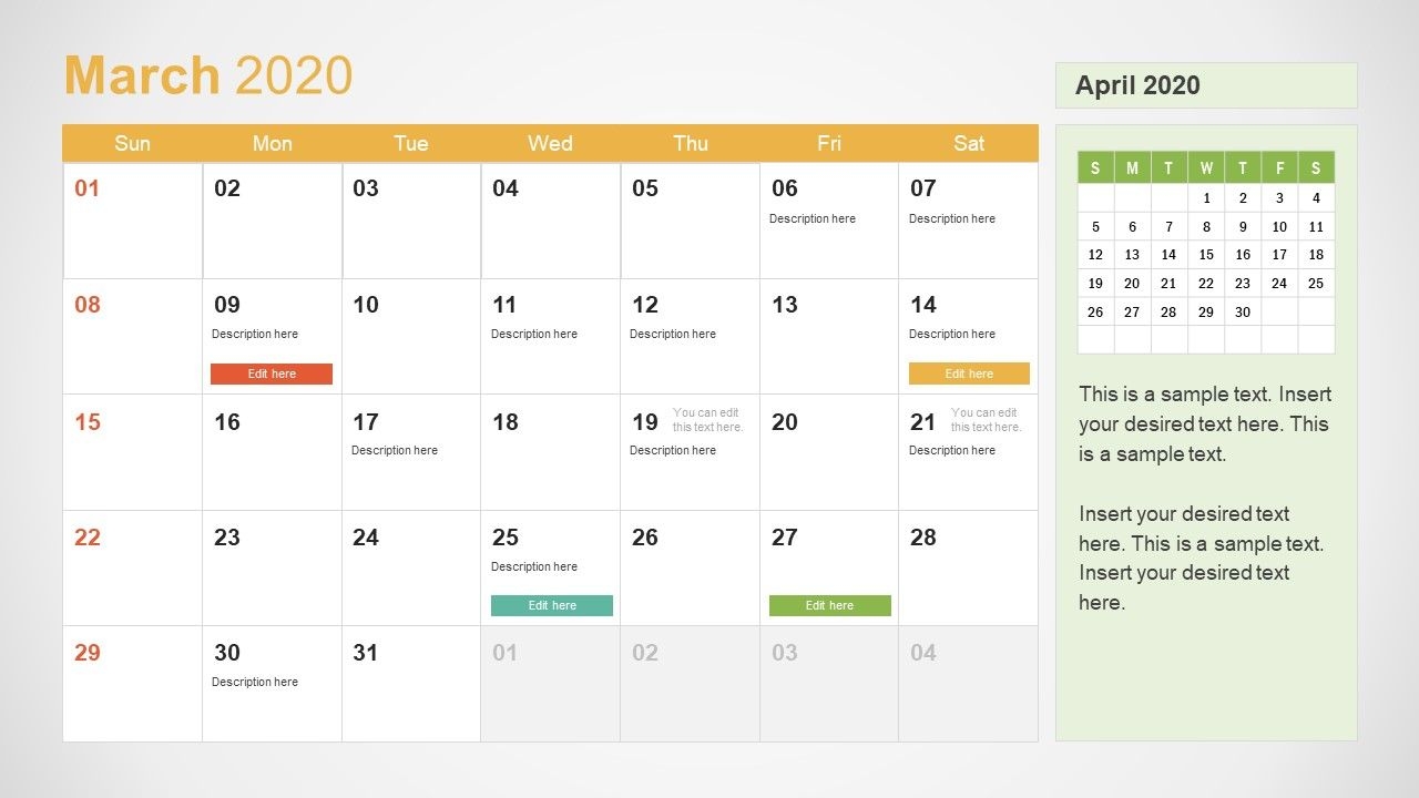 2020 Calendar Powerpoint Template