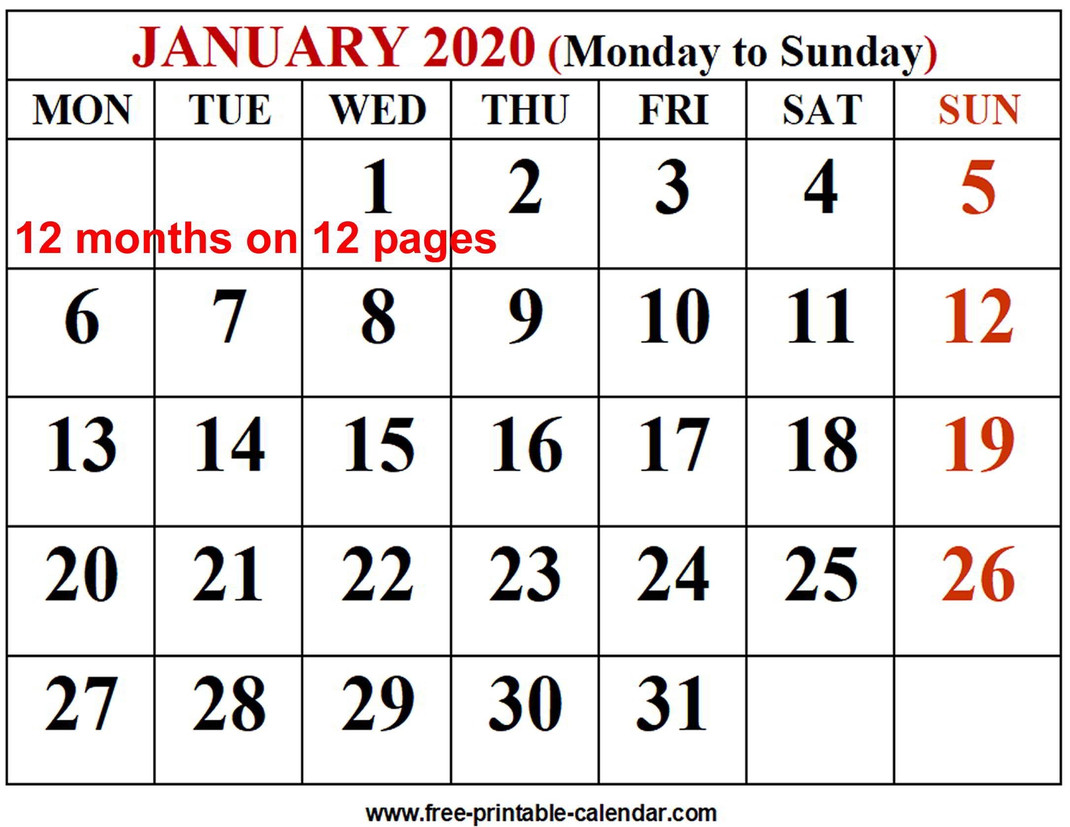 2020 calendar template free printable calendar