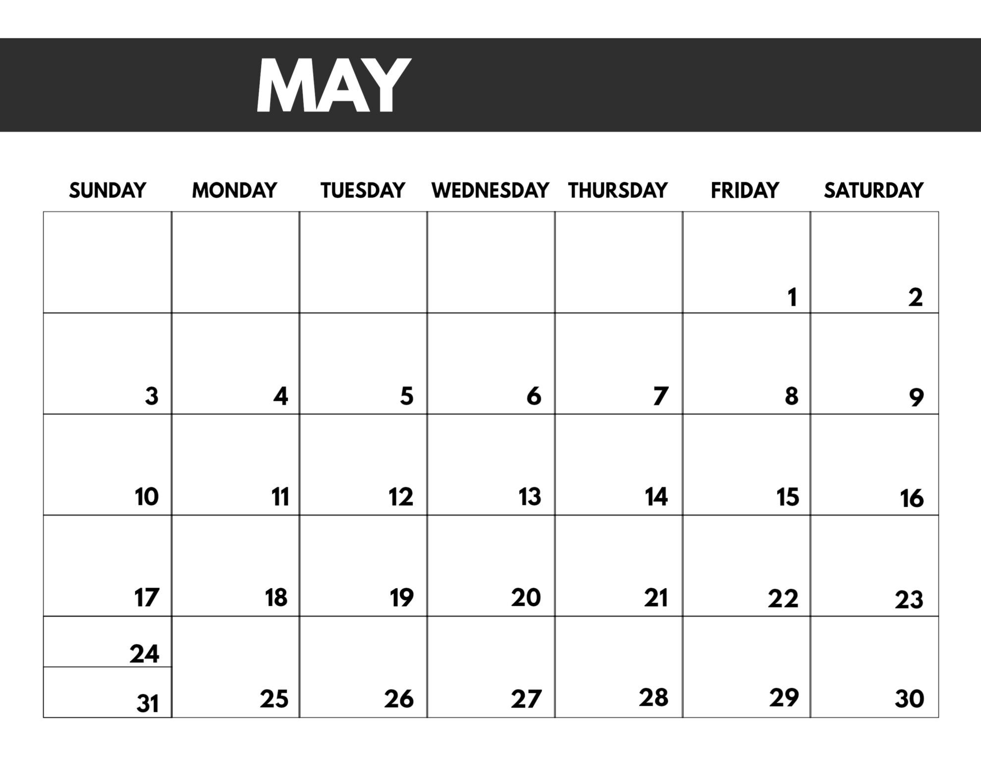 2020 Free Monthly Calendar Template | Paper Trail Design