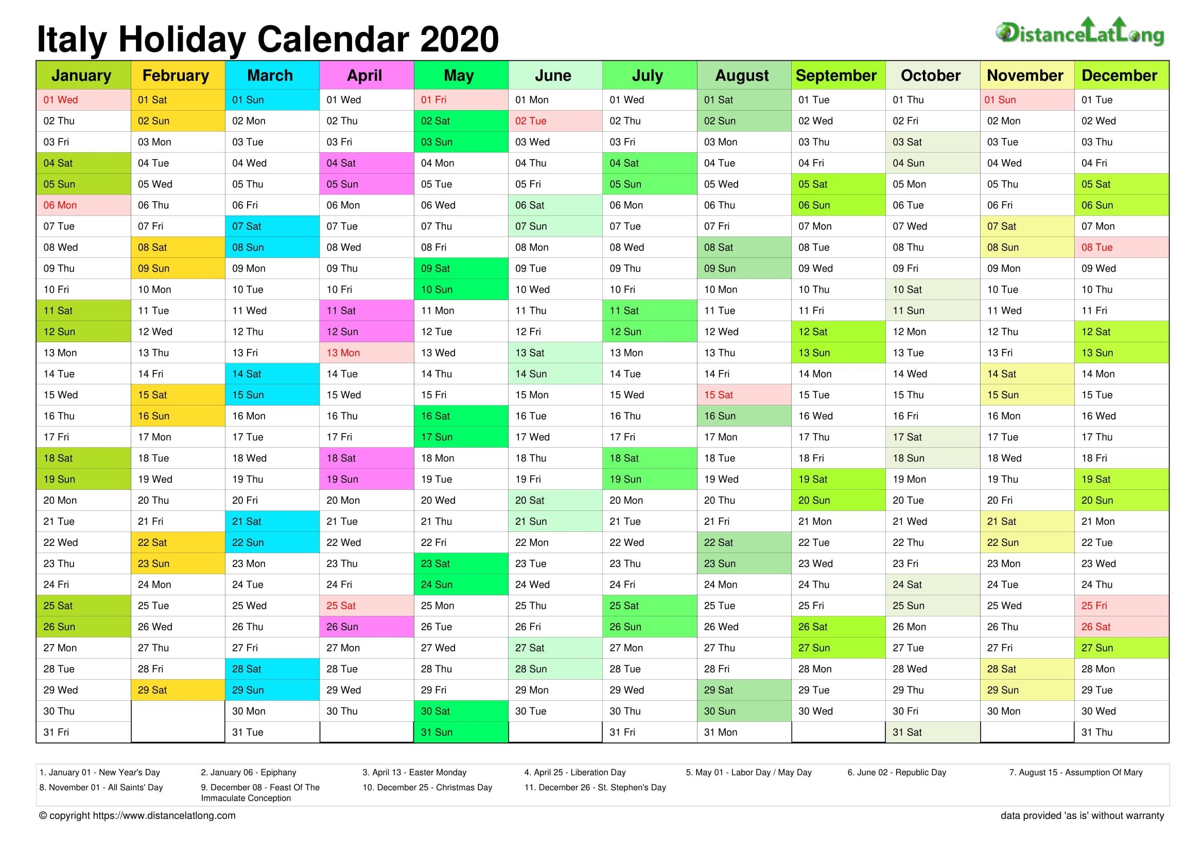 2020 Kenya Holiday Calendar Kenya Landscape Orientation Free