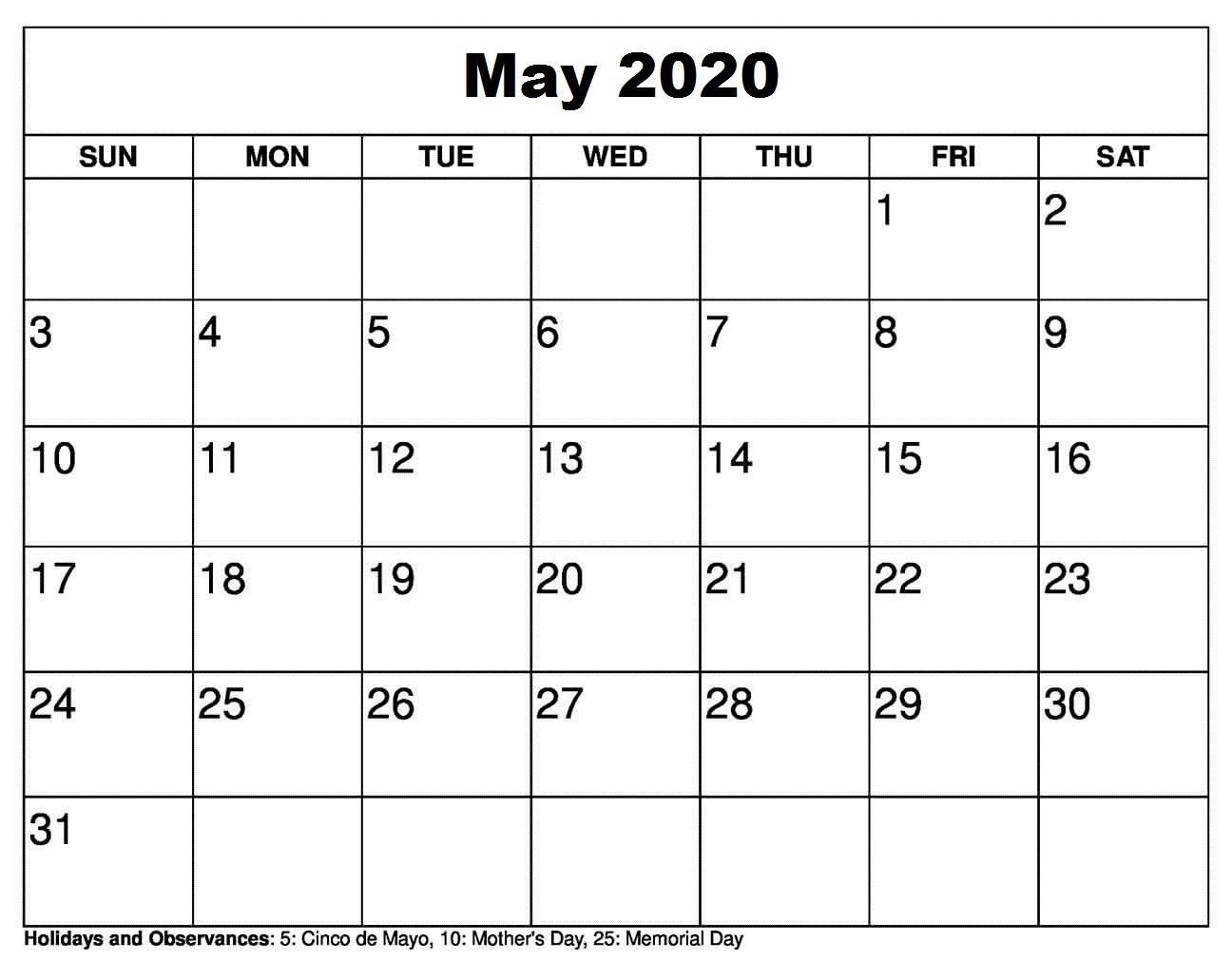 2020 May Calendar In 2020 | Free Printable Calendar