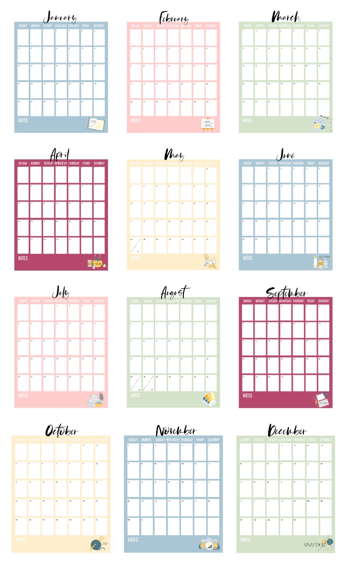 2020 Printable Calendar Pages (free!) Gluesticks Blog