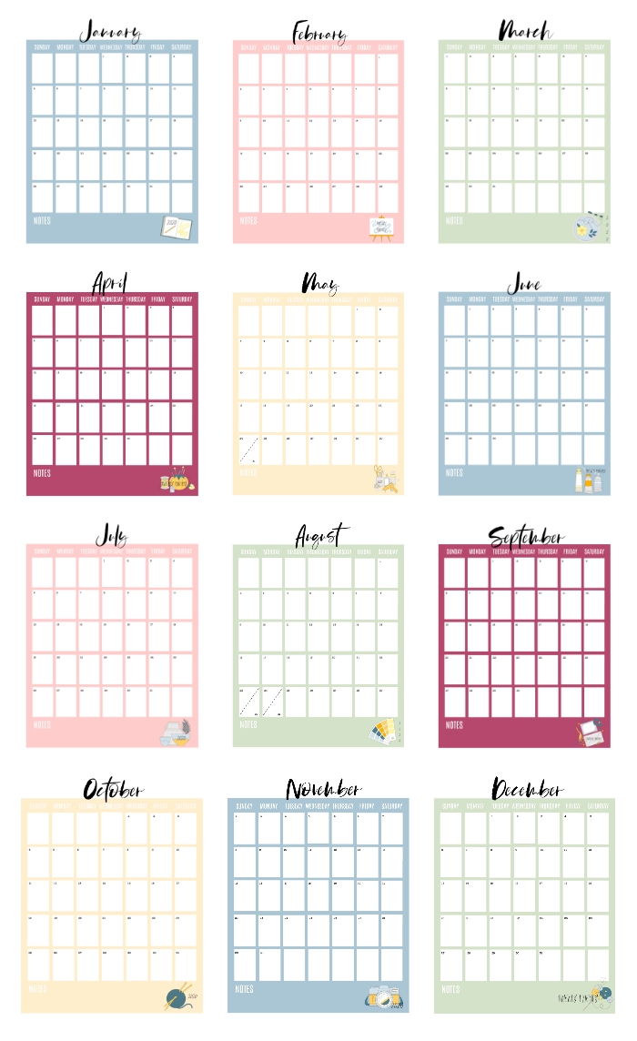 2020 printable calendar pages (free!) gluesticks blog