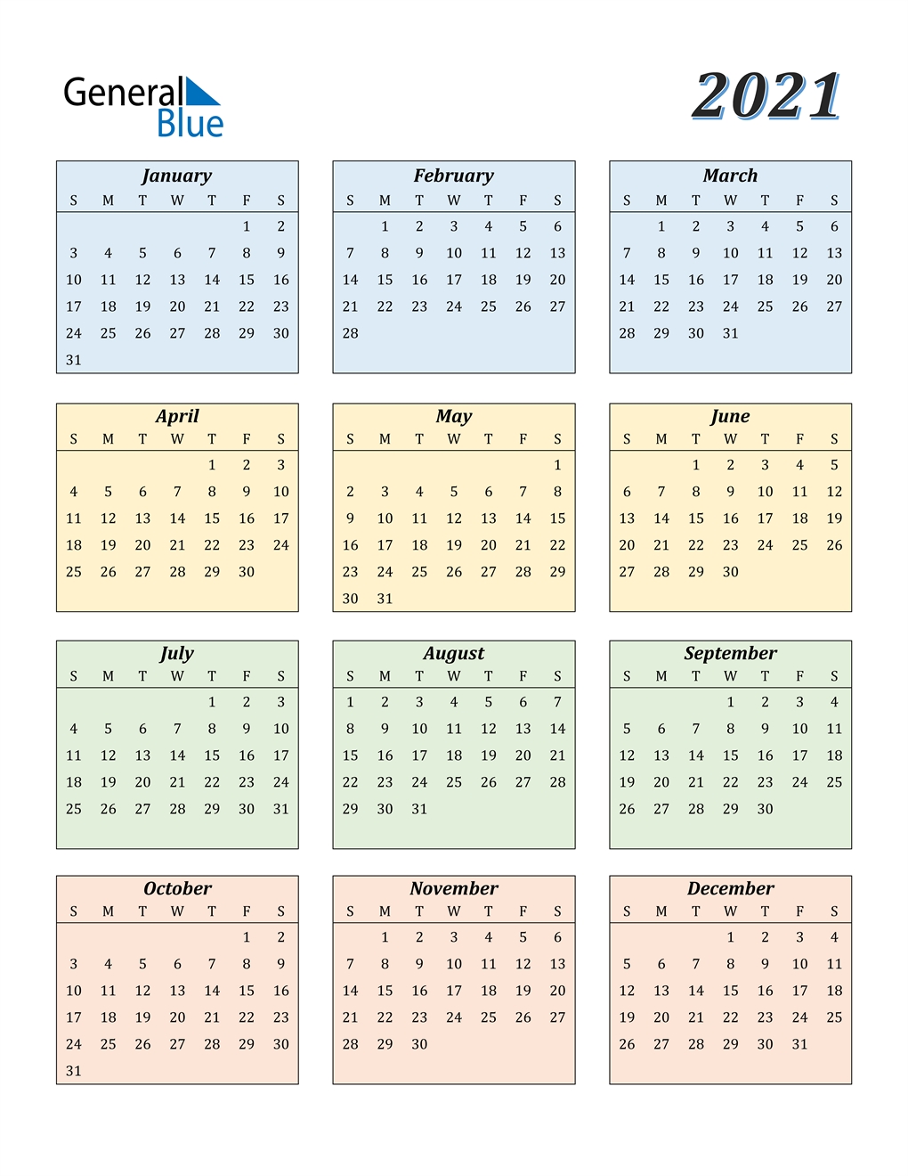 2021 Calendar (pdf, Word, Excel)