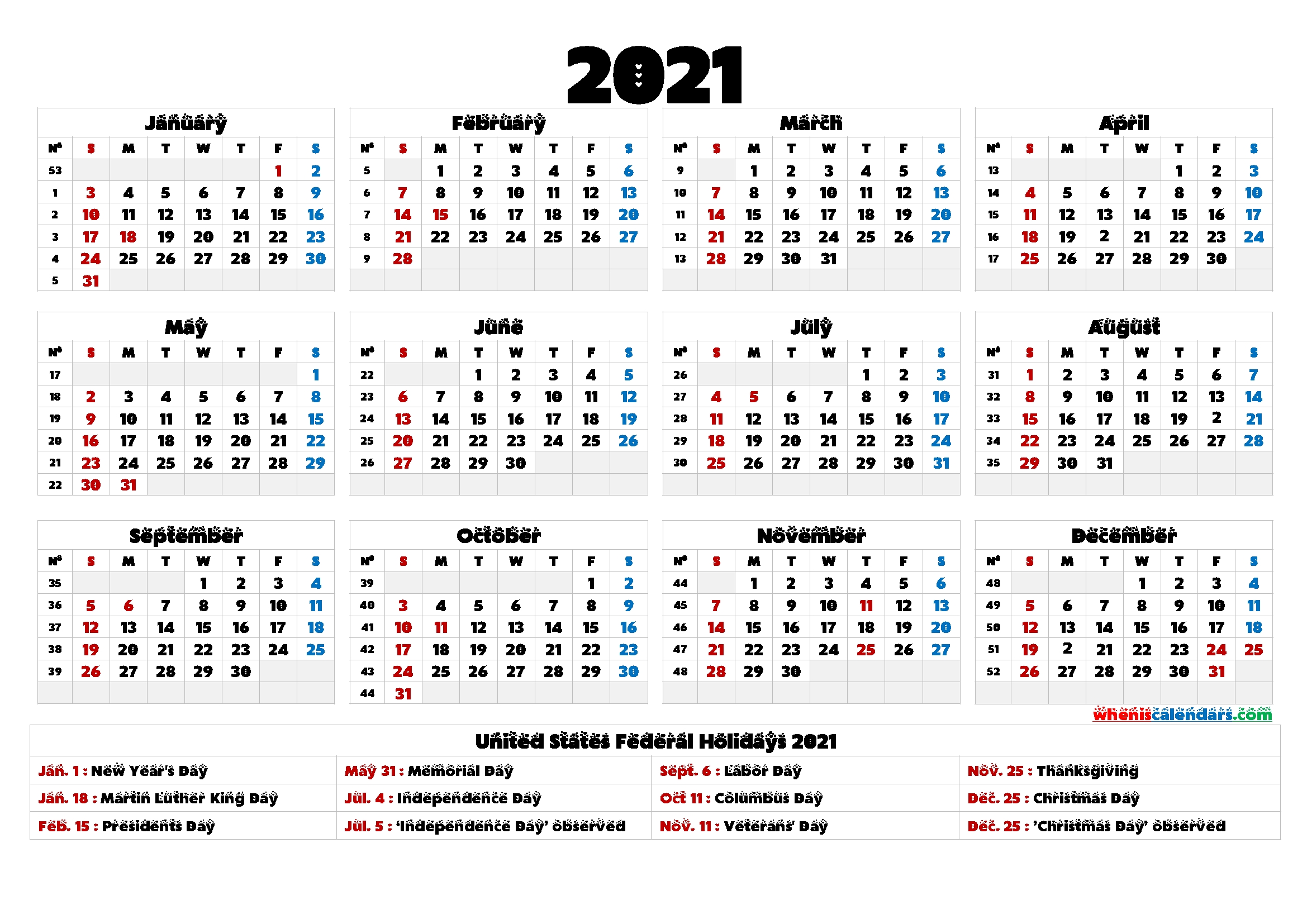 4Mmonth Calendar On One Page 2021 - Example Calendar Printable