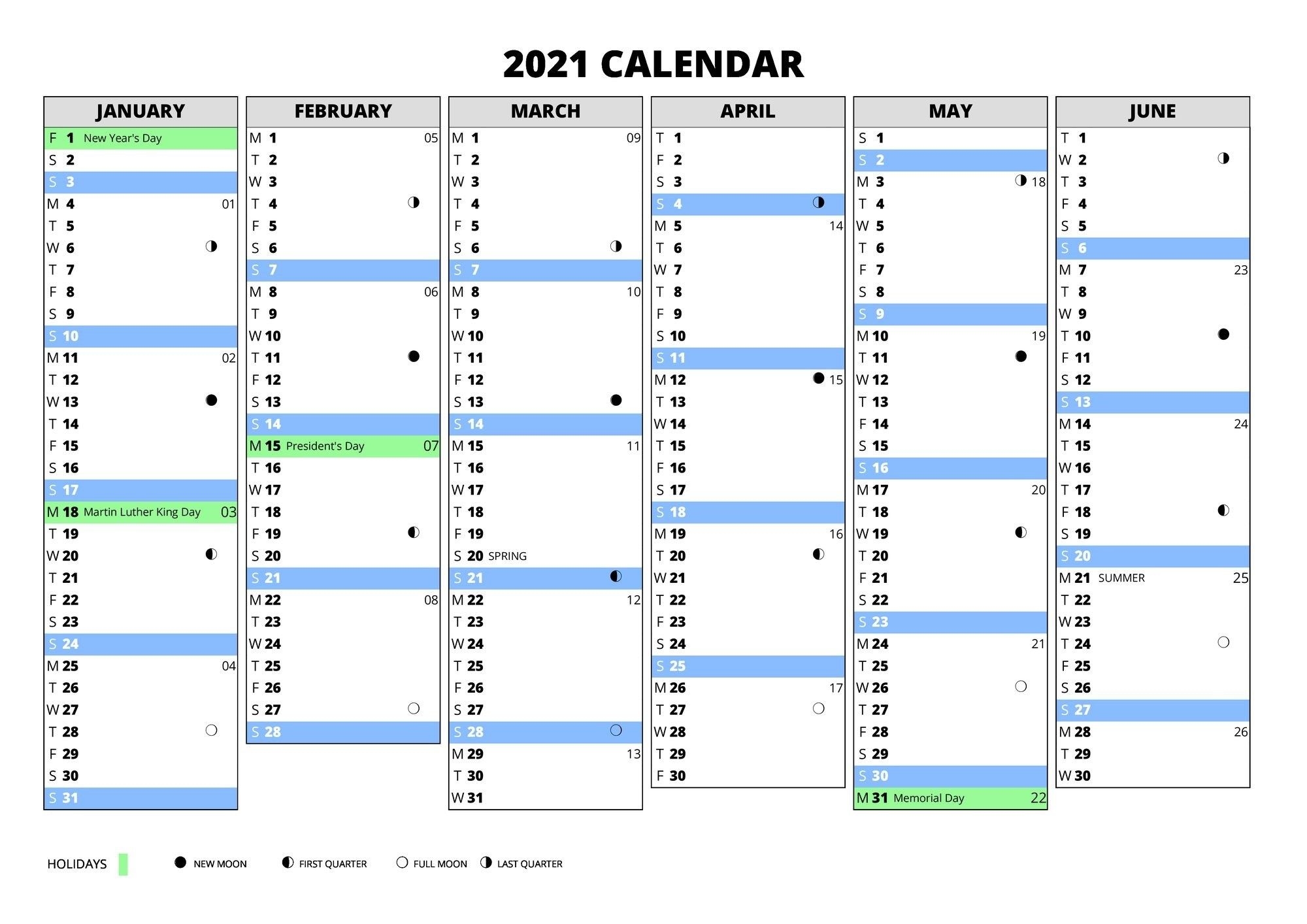 2021 calendar with week numbers free 365 days | free