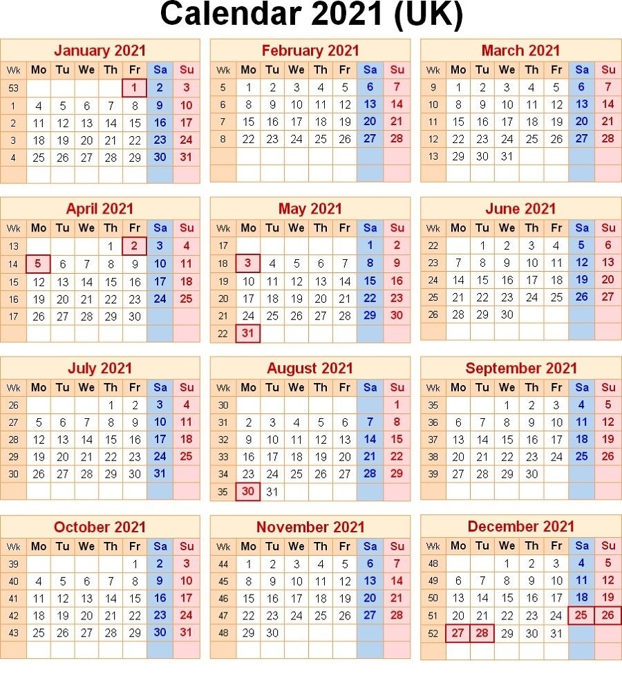 2021 Calendar With Week Numbers Free 365 Days | Free