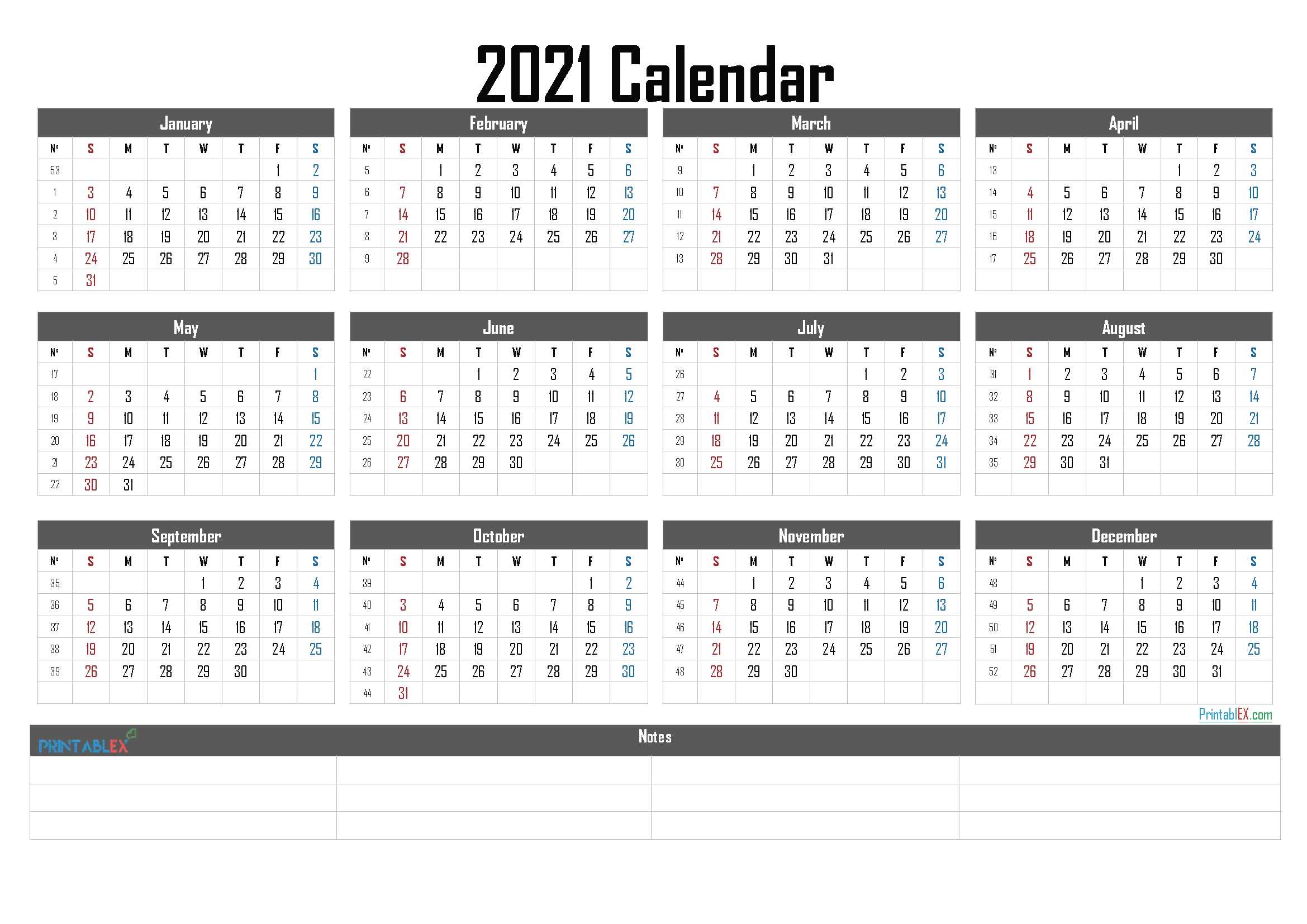 2021 calendar with week numbers printable – 21ytw19 – free