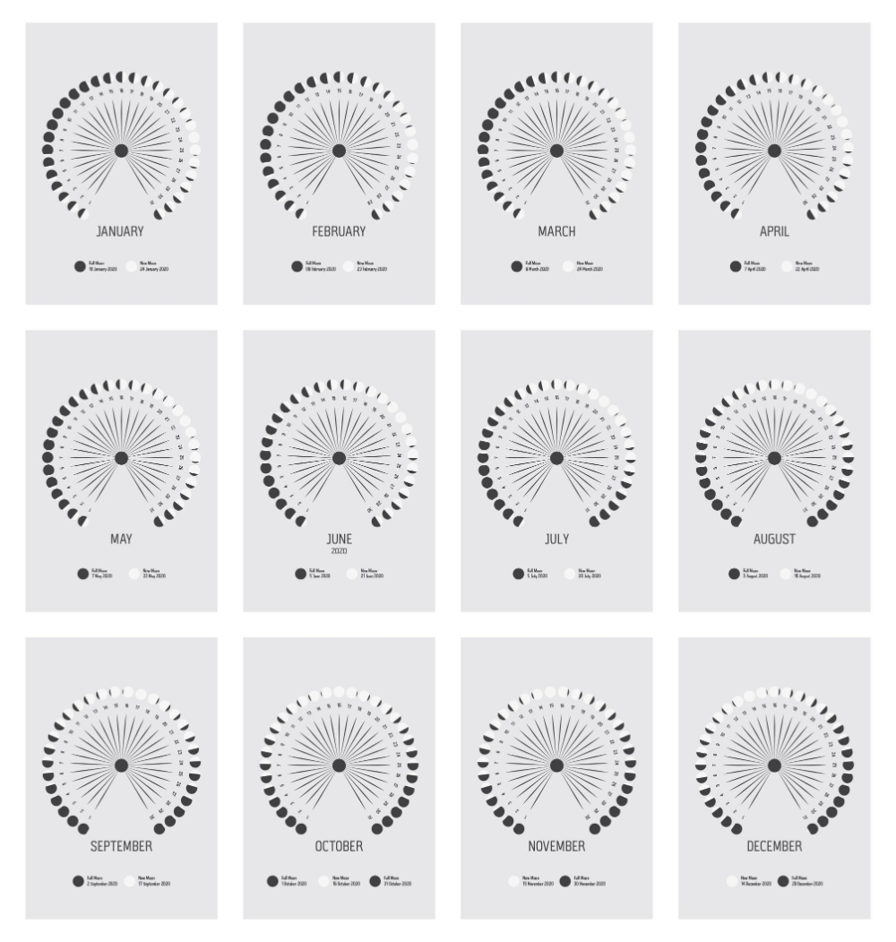 2021 desk calendar with stand 2021 moon phase chart 12 page