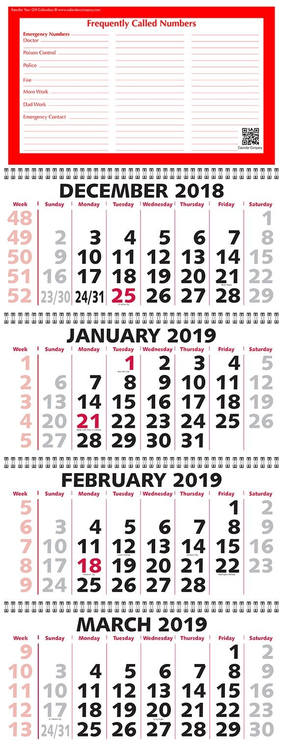 2021 Four Month At A Glance Calendar (five Panel Calendar)