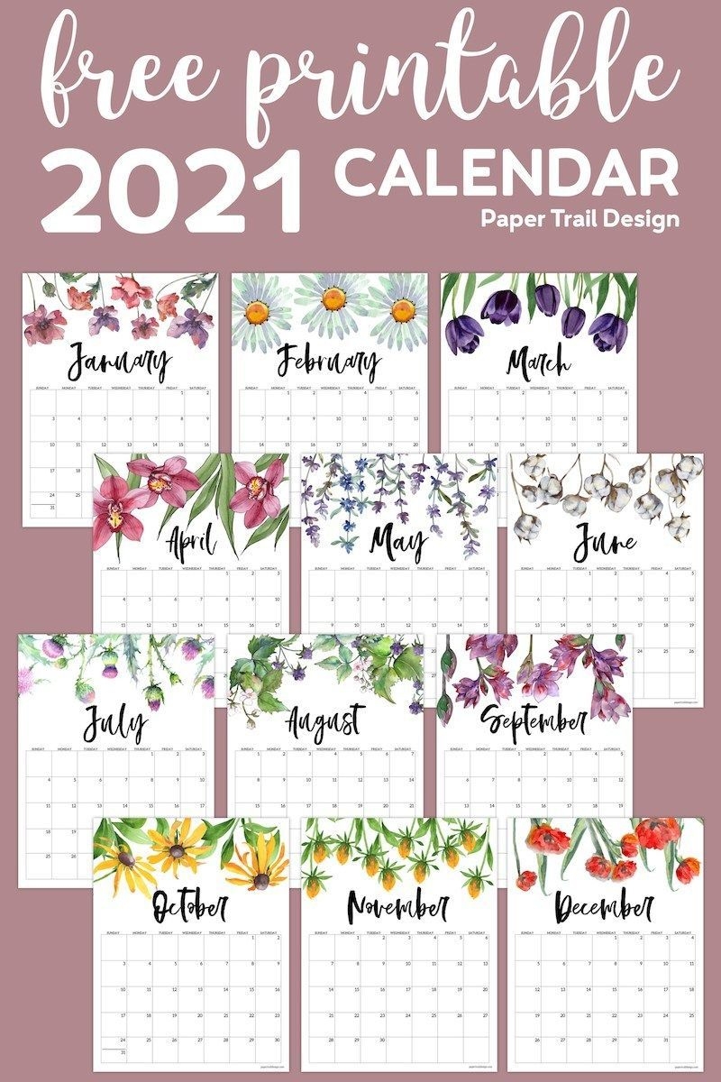 2021 free printable calendar floral | paper trail design