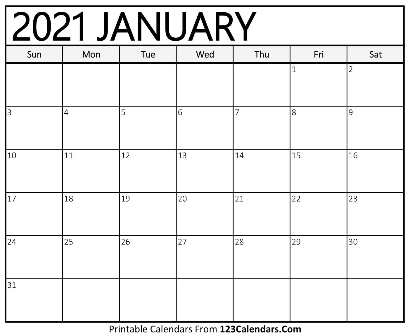 Printable Blank Monthly Calendar Template 2021 - Example Calendar Printable