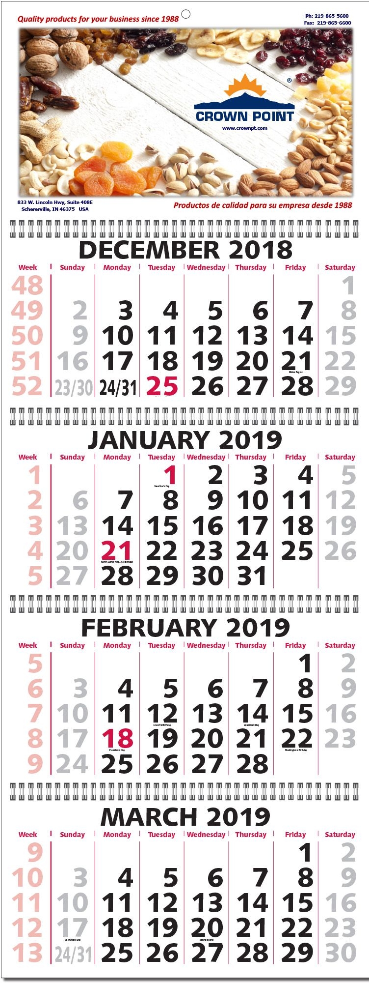 2021 ty134 four month at a glance calendar (five panel calendar)